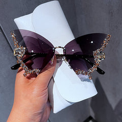Envy Luxury Rhinestone Butterfly Rimless Sunglasses