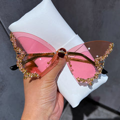 Envy Luxury Rhinestone Butterfly Rimless Sunglasses