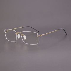 Dean Business Titanium Square Rimless Glasses Frame