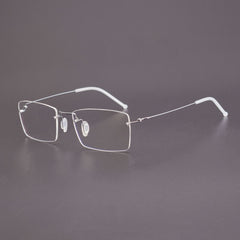 Dean Business Titanium Square Rimless Glasses Frame