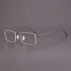 Dean Business Titanium Square Rimless Glasses Frame