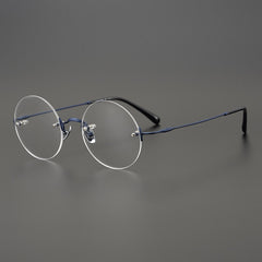 Kiohi Ultra-light Retro Titanium Round Rimless Glasses Frame