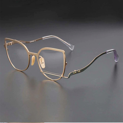 Riley Cat Eye Metal Irregular Glasses Frames