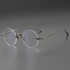 Lottie Titanium Retro Round Rimless Glasses Frame