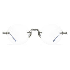 Lottie Titanium Retro Round Rimless Glasses Frame