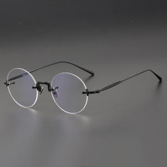 Lottie Titanium Retro Round Rimless Glasses Frame