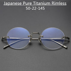 Lottie Titanium Retro Round Rimless Glasses Frame