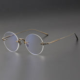 Lottie Titanium Retro Round Rimless Glasses Frame