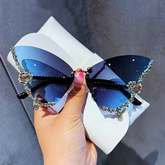Envy Luxury Rhinestone Butterfly Rimless Sunglasses