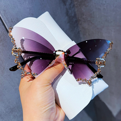Envy Luxury Rhinestone Butterfly Rimless Sunglasses