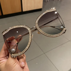 Becky Luxury CZ Rhinestone Oversized Sunglasses