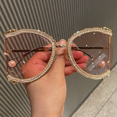 Becky Luxury CZ Rhinestone Oversized Sunglasses