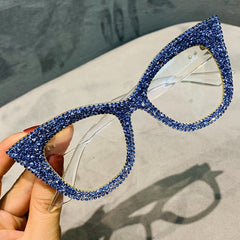 Olga Rhinestones Cat Eye Glasses Frame