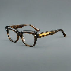 Wood Acetate Oval Retro Glasses Frame