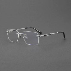 Aaron Retro Rimless Titanium Glasses Frame