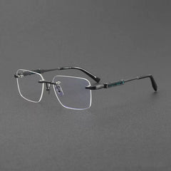 Aaron Retro Rimless Titanium Glasses Frame