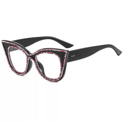 Jesicalin  Vintage Rhinesotne Cat Eye Glasses Frame