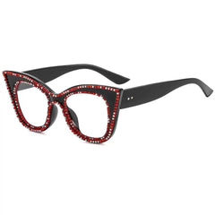 Jesicalin  Vintage Rhinesotne Cat Eye Glasses Frame