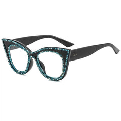 Jesicalin  Vintage Rhinesotne Cat Eye Glasses Frame