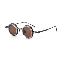 MO Round Titanium Glasses Frame With Magnetic Sunglasses Clips