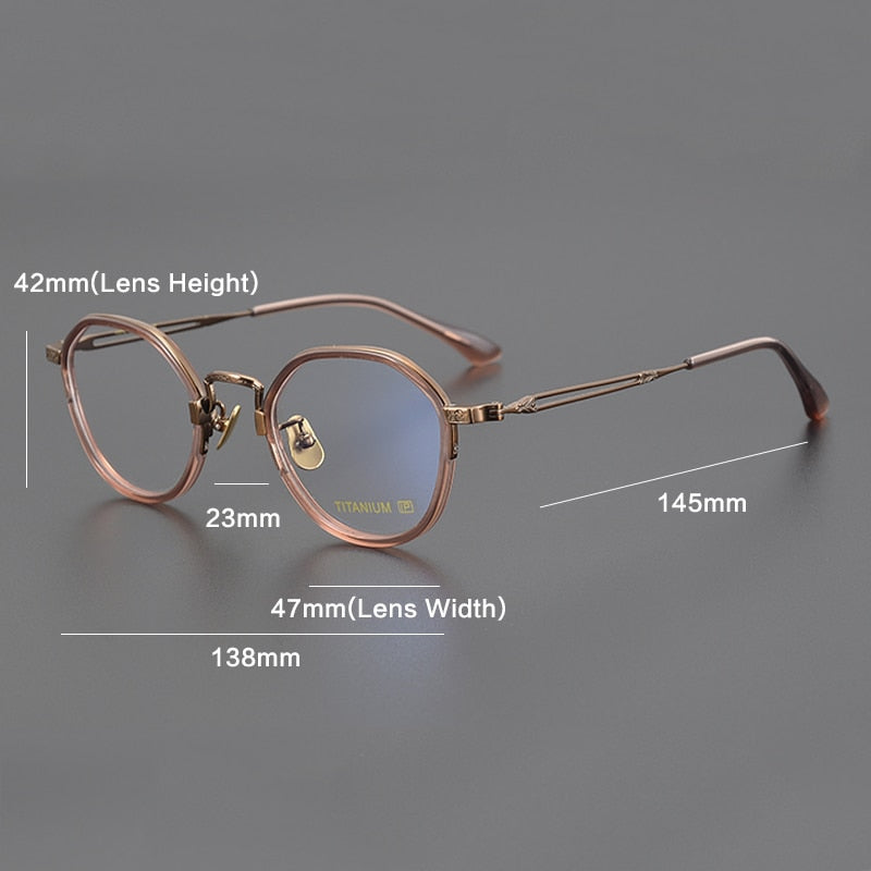 Aggis Vintage Acetate Titanium Round Glasses Frame