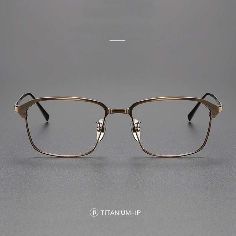 Stephanie Handmade Titanium Rectangle Glasses Frame