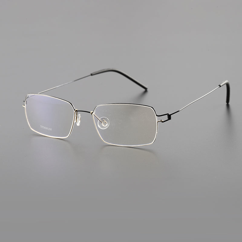 Dorlus Screw-free Ultra-light Gold-rimmed Business Titanium Square Glasses Frame