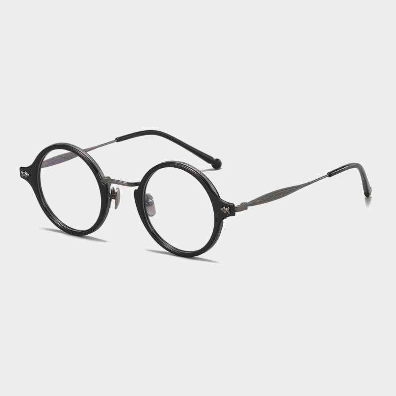Manson Vintage Acetate Titanium Round Glasses Frame