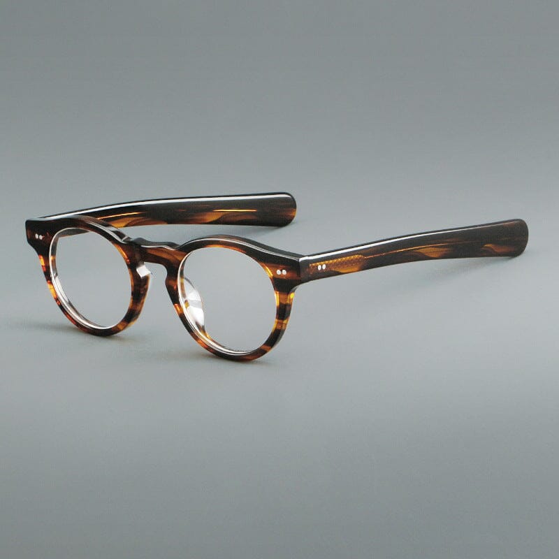 Basilio Round Acetate Glasses Frame Round Frames Southood Leopard 