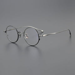 Chris Vintage Round Titanium Eyeglasses Frame Round Frames Southood Black gun 