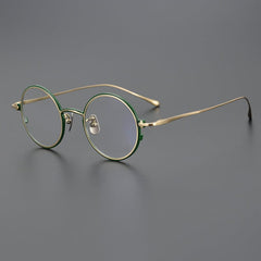 Chris Vintage Round Titanium Eyeglasses Frame Round Frames Southood Green gold 
