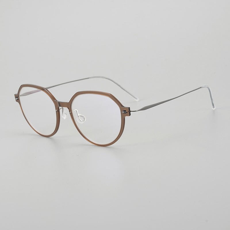 Donnalyn Ultra light Titanium Geometric Glasses Frame Geometric Frames Southood Clear tea 