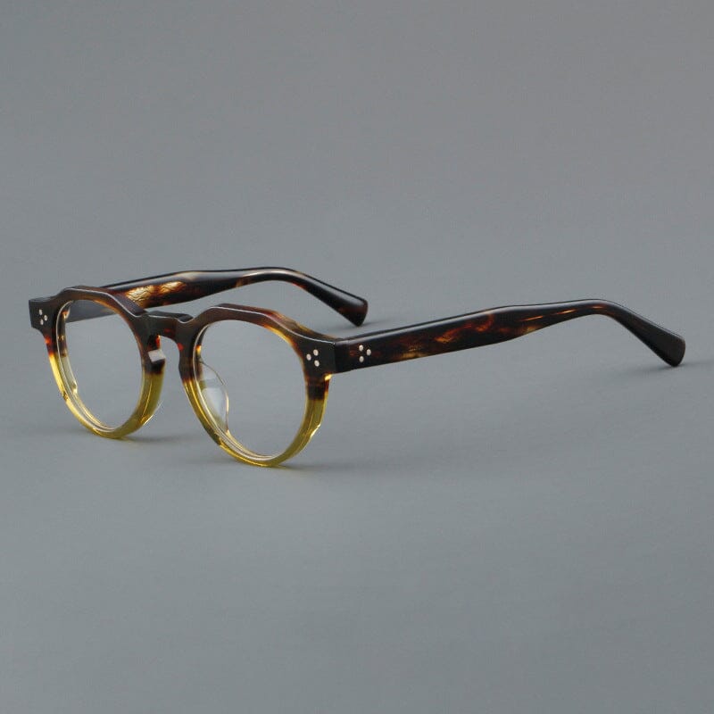 Garey Vintage Acetate Glasses Frame Round Frames Southood Leopard Green 