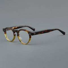 Garey Vintage Acetate Glasses Frame Round Frames Southood Leopard Green 