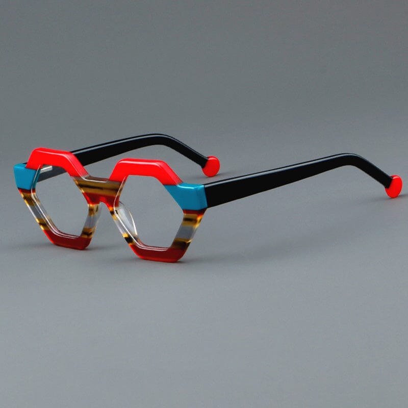 Garz Vintage Acetate Glasses Frame Geometric Frames Southood Red blue 