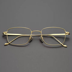 Johnny Vintage Titanium Eyeglasses Frame Rectangle Frames Southood Gold 