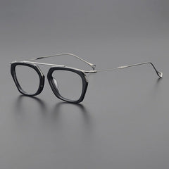 Lizann Titanium Geometric Glasses Frame Geometric Frames Southood Black gun 