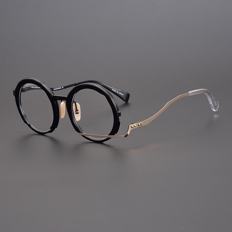 Paddy Retro High-Grade Hand-Made Round Glasses Frames Round Frames Southood Black-gold 