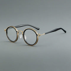 Tate Vintage Acetate Glasses Frame Round Frames Southood Black Gold 
