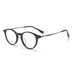 Zee Acetate Titanium Glasses Frame Oval Frames Southood Black 