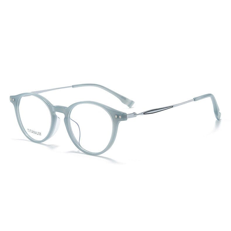 Zee Acetate Titanium Glasses Frame Oval Frames Southood Clear Green 