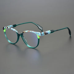 Geoff Unisex Retro Cat Eye Acetate Patterns Glasses Frame