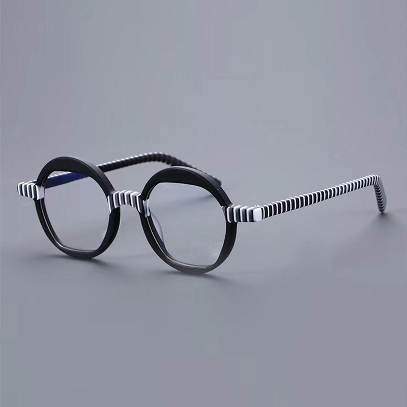 Benon Round Striped Acetate Glasses Frame