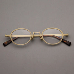 Alden Retro Alloy Glasses Frame oval frame Southood Gold 