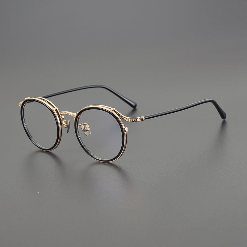 Hamo Vintage Round Glasses Frame Round Frames Southood Black Gold 