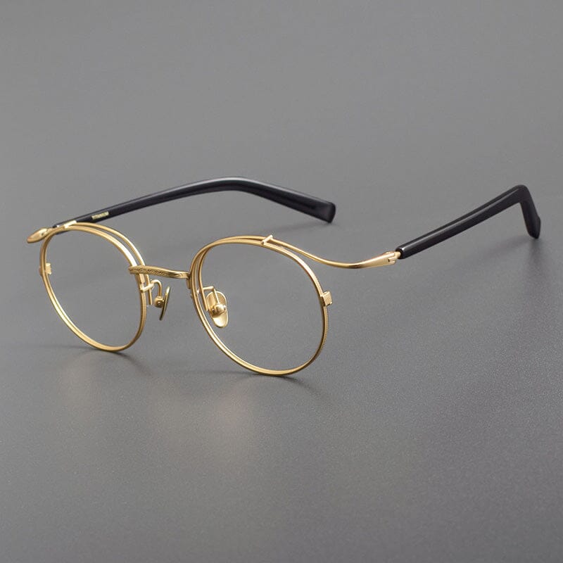Harald Vintage Round Glasses Frame Round Frames Southood Black Gold 