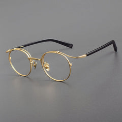 Harald Vintage Round Glasses Frame Round Frames Southood Black Gold 