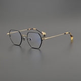 Manzo Vintage Geometric Glasses Frame Geometric Frames Southood Black Gold 
