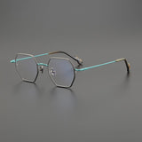 Manzo Vintage Geometric Glasses Frame Geometric Frames Southood Gun Green 