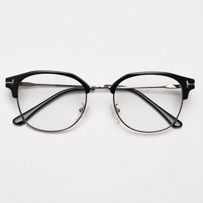 Miguel Vintage Browline Eyeglasses Frame Browline Frames Southood Black Silver 